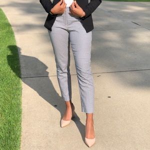 Adriana Papell Navy blue checkered trousers